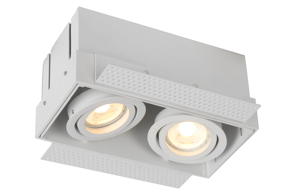 Lucide TRIMLESS inbouwspot 2xGU10, aluminium, kantelbaar, dimbaar, IP20, Wit, 185x97mm