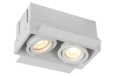 Lucide TRIMLESS inbouwspot 2xGU10, aluminium, kantelbaar, dimbaar, IP20, Wit, 185x97mm