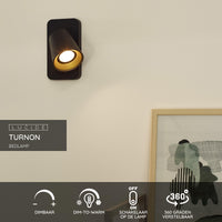 Lucide TURNON LED wandlamp Zwart/Goud 1x5W GU10 2200K-3000K dim to warm aluminium modern design IP20