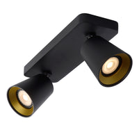Lucide TURNON LED plafondspot, 2x5W GU10, dim to warm 2200K-3000K, Zwart Aluminium, IP20