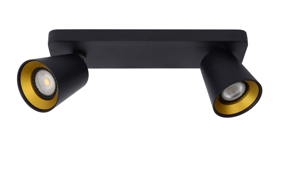 Lucide TURNON Spot de plafond LED, 2x5W GU10, dim to warm 2200K-3000K, Aluminium Noir, IP20