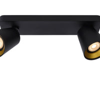 Lucide TURNON LED plafondspot, 2x5W GU10, dim to warm 2200K-3000K, Zwart Aluminium, IP20