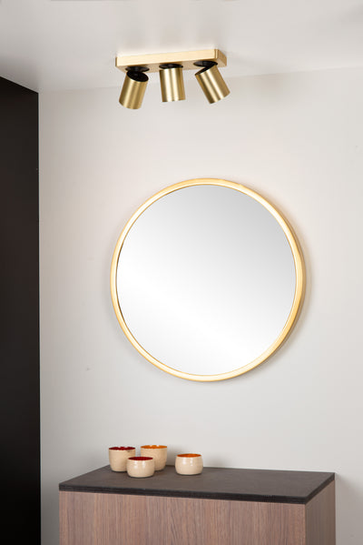 Lucide NIGEL LED plafondspot, 3x5W GU10 dim to warm 2200K-3000K, verstelbaar geborsteld goud aluminium