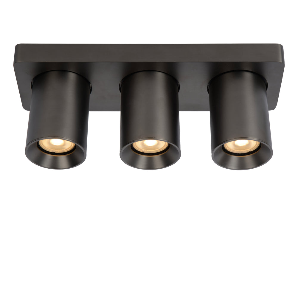 Spot LED de plafond Lucide NIGEL 3x5W GU10 dim to warm 2200K-3000K 960 lumens Anthracite IP20 orientable
