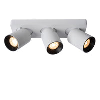Spot LED de plafond Lucide NIGEL, 3x5W GU10 dim to warm 2200K-3000K, orientable aluminium Blanc, IP20