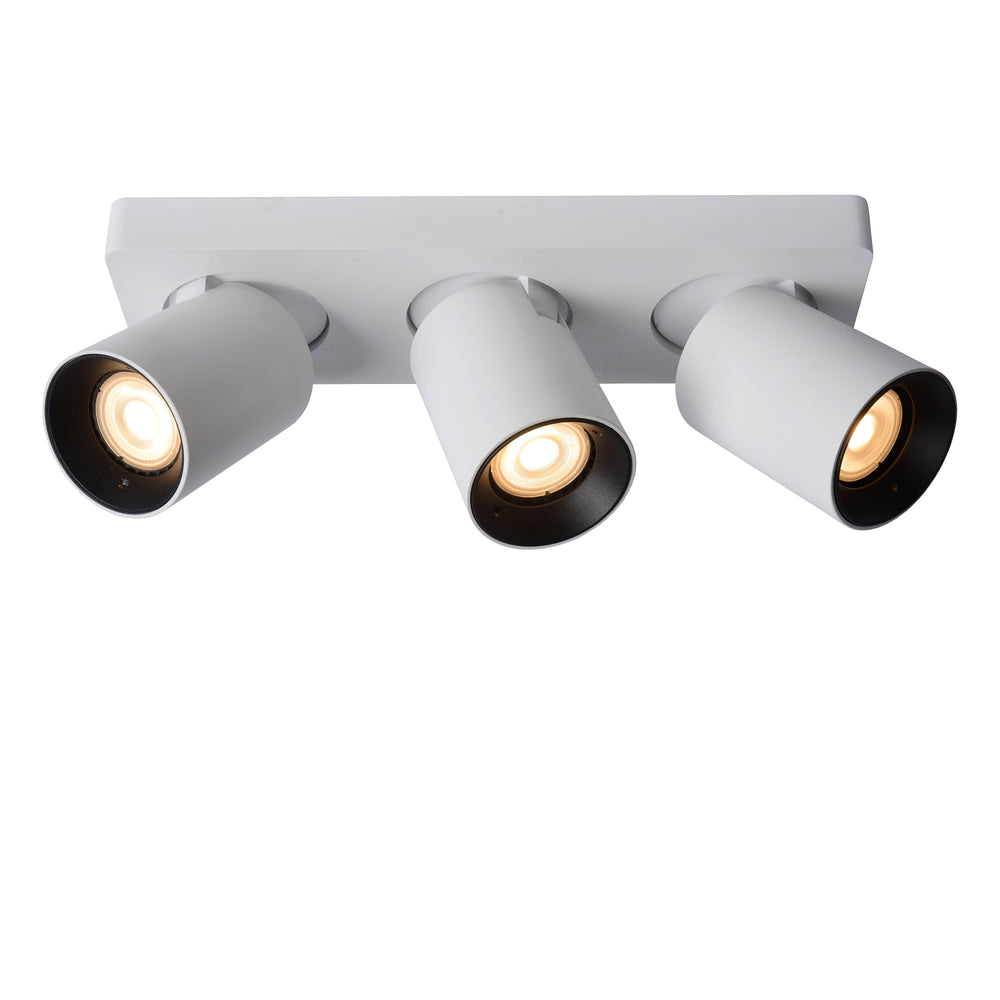 Lucide NIGEL LED plafondspot, 3x5W GU10 dim to warm 2200K-3000K, richtbaar aluminium Wit, IP20