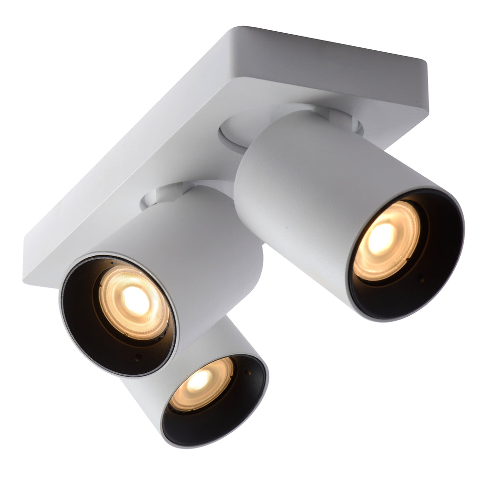 Lucide NIGEL LED plafondspot, 3x5W GU10 dim to warm 2200K-3000K, richtbaar aluminium Wit, IP20