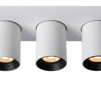 Spot LED de plafond Lucide NIGEL, 3x5W GU10 dim to warm 2200K-3000K, orientable aluminium Blanc, IP20