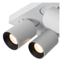 Spot LED de plafond Lucide NIGEL, 4x5W GU10 dim to warm 2200K-3000K, carré Aluminium blanc, IP20