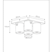 Lucide NIGEL LED plafondspot, 4x5W GU10 dim to warm 2200K-3000K, vierkant Wit aluminium, IP20