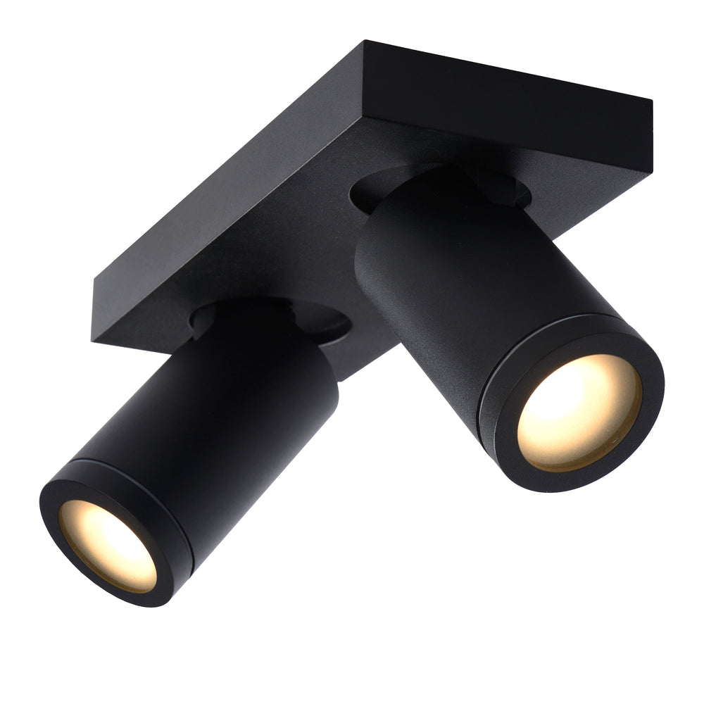 Lucide TAYLOR LED plafondspot, 2x5W GU10 dim to warm 2200K-3000K, IP44 badkamerlamp Zwart