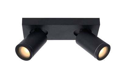 Lucide TAYLOR LED plafondspot, 2x5W GU10 dim to warm 2200K-3000K, IP44 badkamerlamp Zwart