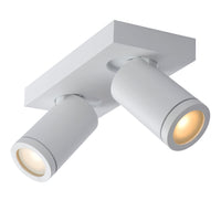 Lucide TAYLOR spot plafonnier LED salle de bain, 2x5W GU10, 2200K-3000K dim to warm, IP44 Blanc Sable