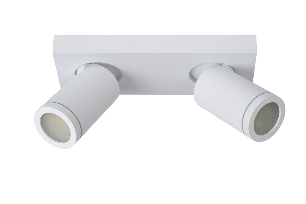 Lucide TAYLOR spot plafonnier LED salle de bain, 2x5W GU10, 2200K-3000K dim to warm, IP44 Blanc Sable