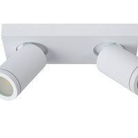 Lucide TAYLOR spot plafonnier LED salle de bain, 2x5W GU10, 2200K-3000K dim to warm, IP44 Blanc Sable