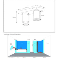 Lucide TAYLOR spot plafonnier LED salle de bain, 2x5W GU10, 2200K-3000K dim to warm, IP44 Blanc Sable