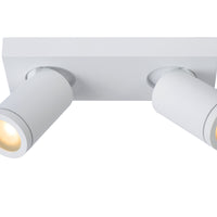 Lucide TAYLOR spot plafonnier LED salle de bain, 2x5W GU10, 2200K-3000K dim to warm, IP44 Blanc Sable