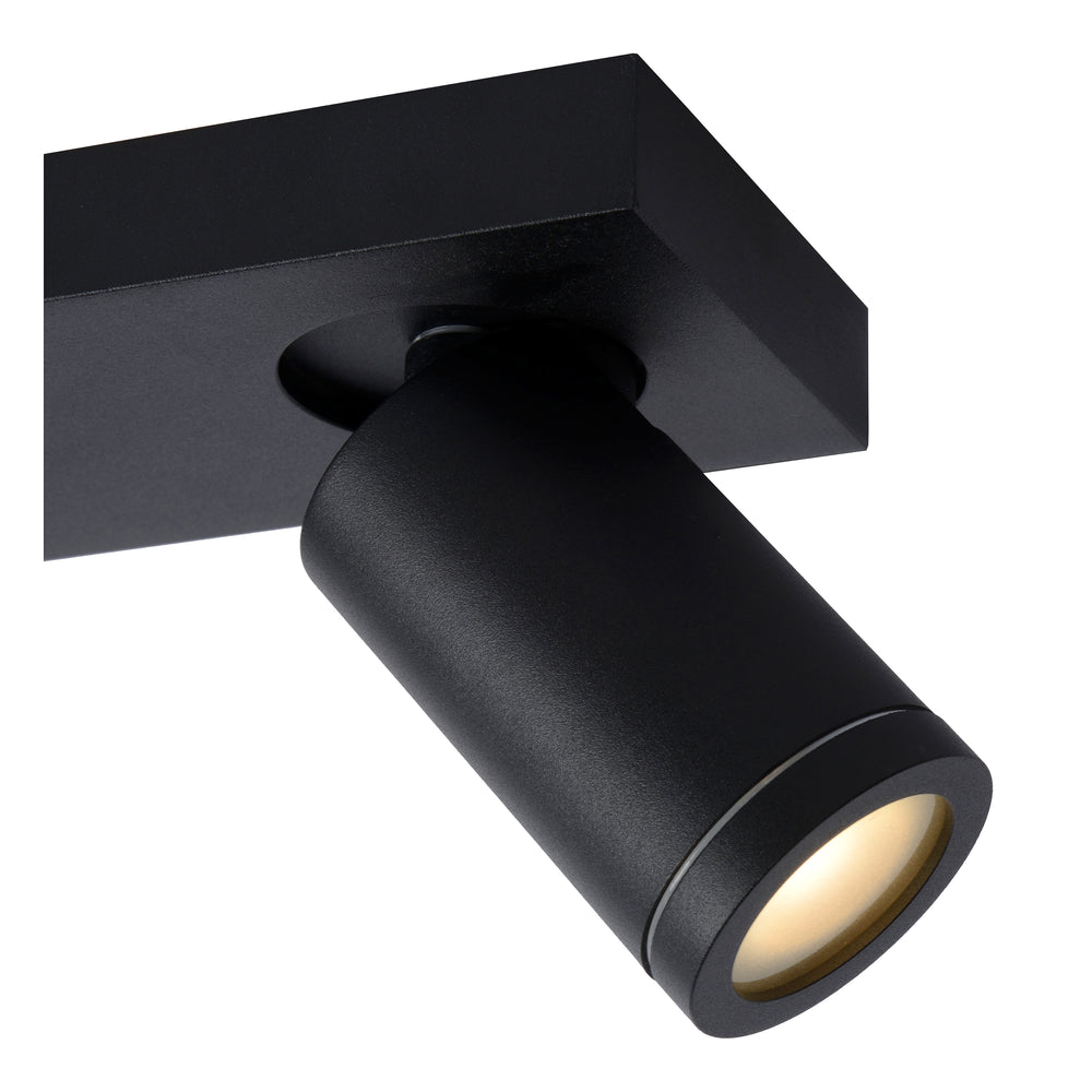 Spot plafonnier LED Lucide Taylor pour salle de bain, 3x5W GU10 dim to warm 2200K-3000K, IP44, Noir Sable