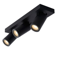 Lucide Taylor LED plafondspot voor badkamer, 3x5W GU10 dim to warm 2200K-3000K, IP44, Zandzwart
