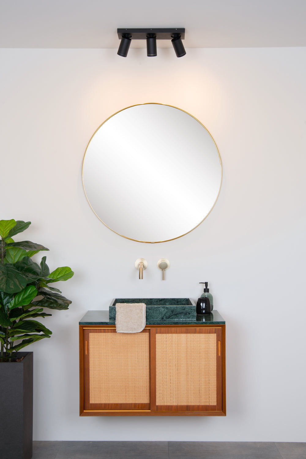 Spot plafonnier LED Lucide Taylor pour salle de bain, 3x5W GU10 dim to warm 2200K-3000K, IP44, Noir Sable