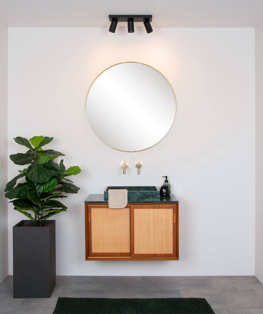 Spot plafonnier LED Lucide Taylor pour salle de bain, 3x5W GU10 dim to warm 2200K-3000K, IP44, Noir Sable