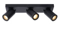 Spot plafonnier LED Lucide Taylor pour salle de bain, 3x5W GU10 dim to warm 2200K-3000K, IP44, Noir Sable