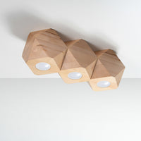 Plafondspot Woody 3 natuurlijk hout