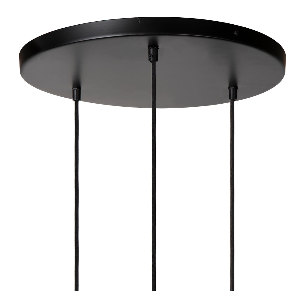 Lucide YUNKAI hanglamp Ø60cm, 3xE27, natuurlijke papieren kap, zwarte plafondplaat, Scandinavische stijl, IP20