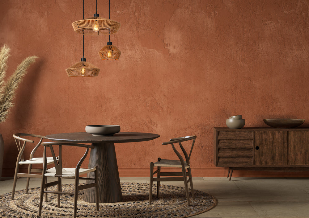 Lucide YUNKAI hanglamp Ø60cm, 3xE27, natuurlijke papieren kap, zwarte plafondplaat, Scandinavische stijl, IP20