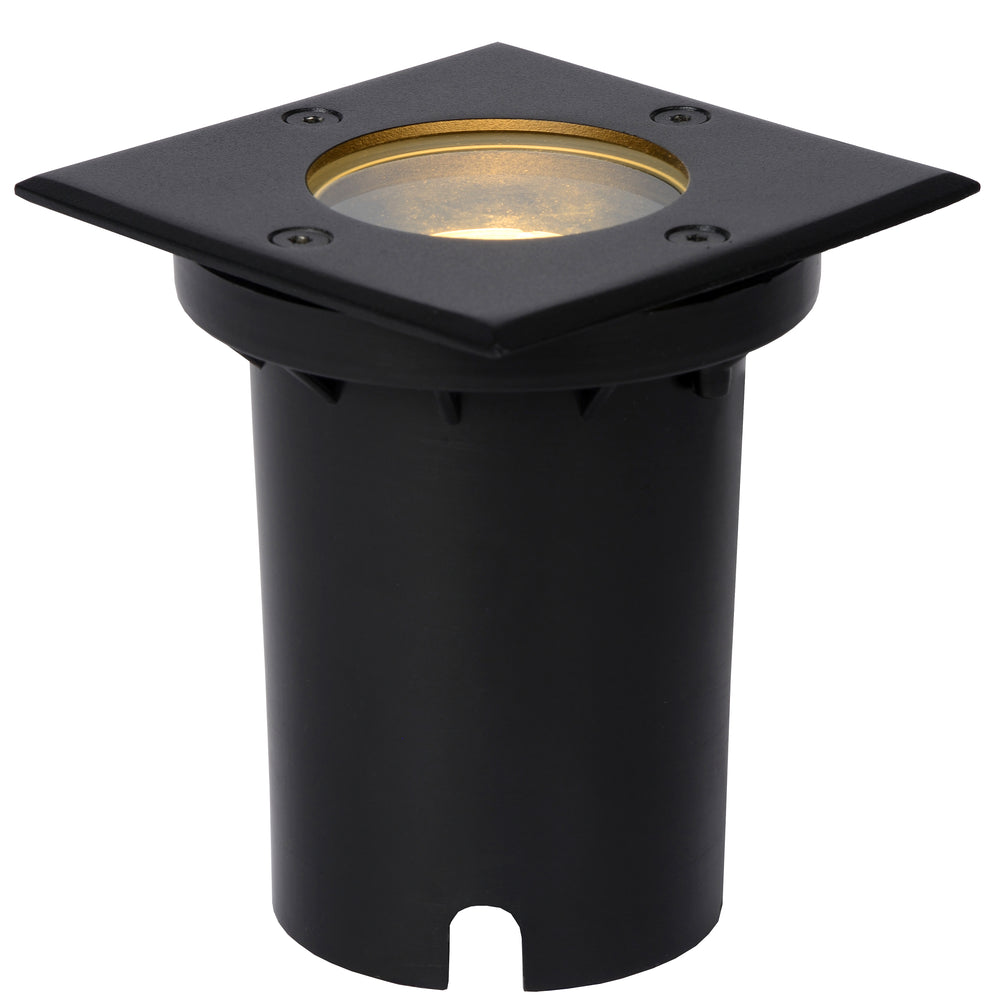 Lucide BILTIN LED grondspot, 1xGU10, IP67, 220-240V, Zand Mat Zwart, vierkante buiten inbouwspot