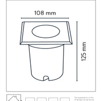 Lucide BILTIN LED grondspot, 1xGU10, IP67, 220-240V, Zand Mat Zwart, vierkante buiten inbouwspot