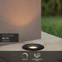 Lucide BILTIN LED grondspot IP67 Zand Mat Zwart Ø108mm GU10 220-240V buiten inbouwverlichting