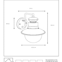 Applique murale Lucide FIGO intérieur extérieur ronde 215mm douille E27 IP44 acier galvanisé finition noire