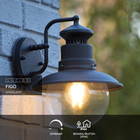 Applique murale d’extérieur Lucide FIGO, ronde 215mm, culot E27, IP44 Boîtier en acier-aluminium noir