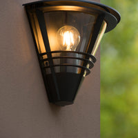 Lucide LIVIA wandlamp Zwart, modern aluminium, E27 fitting, 60W max, IP44 buiten binnen verlichting
