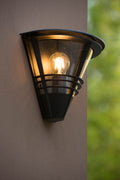Lucide LIVIA wandlamp Zwart, modern aluminium, E27 fitting, 60W max, IP44 buiten binnen verlichting