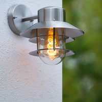 Applique murale Lucide ZICO acier inoxydable ronde IP44 E27 classique intérieur extérieur 220-240V Ø218mm