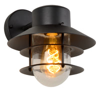 Lucide ZICO wandlamp Zwart, Buiten/Binnen, 1xE27 fitting, 60W max, IP44, Roestvrij staal/Aluminium behuizing