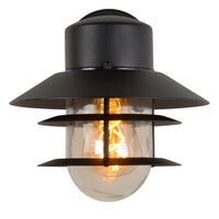 Lucide ZICO wandlamp Zwart, Buiten/Binnen, 1xE27 fitting, 60W max, IP44, Roestvrij staal/Aluminium behuizing