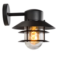Lucide ZICO wandlamp Zwart, Buiten/Binnen, 1xE27 fitting, 60W max, IP44, Roestvrij staal/Aluminium behuizing