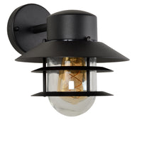 Lucide ZICO wandlamp Zwart, Buiten/Binnen, 1xE27 fitting, 60W max, IP44, Roestvrij staal/Aluminium behuizing