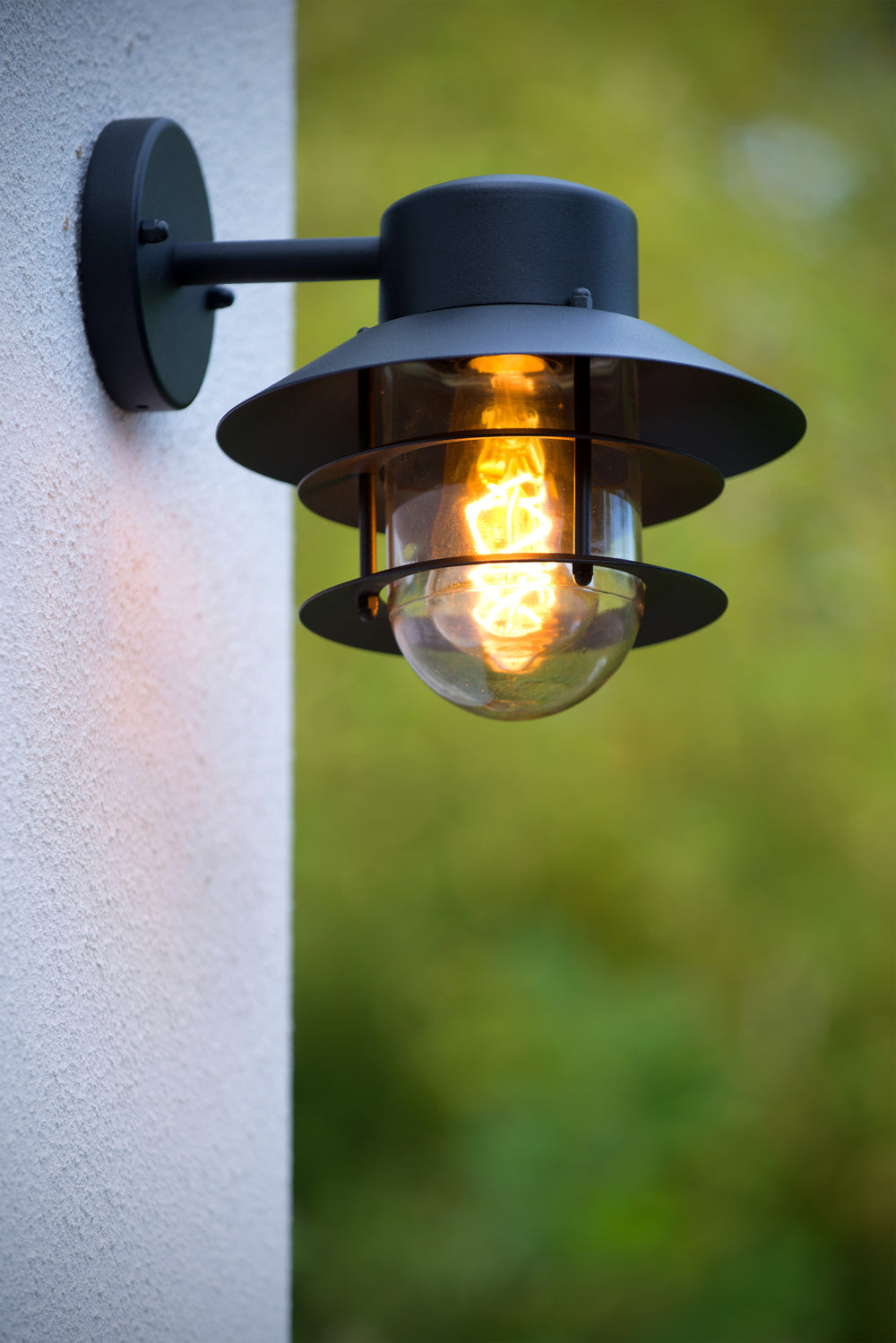 Lucide ZICO wandlamp Zwart, Buiten/Binnen, 1xE27 fitting, 60W max, IP44, Roestvrij staal/Aluminium behuizing