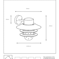Lucide ZICO wandlamp Zwart, Buiten/Binnen, 1xE27 fitting, 60W max, IP44, Roestvrij staal/Aluminium behuizing