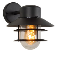 Lucide ZICO wandlamp Zwart, Buiten/Binnen, 1xE27 fitting, 60W max, IP44, Roestvrij staal/Aluminium behuizing