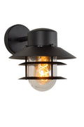 Lucide ZICO wandlamp Zwart, Buiten/Binnen, 1xE27 fitting, 60W max, IP44, Roestvrij staal/Aluminium behuizing