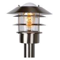 Poteau lanterne d’extérieur Lucide Zico, IP44 acier inoxydable, 1xE27 60W max, hauteur 1000mm design classique