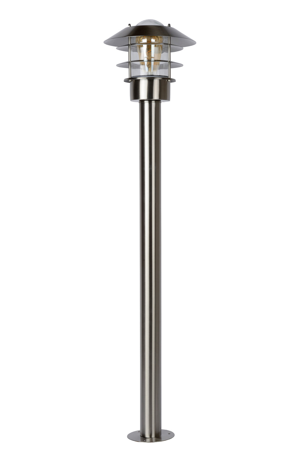Poteau lanterne d’extérieur Lucide Zico, IP44 acier inoxydable, 1xE27 60W max, hauteur 1000mm design classique
