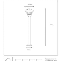 Poteau lanterne d’extérieur Lucide Zico, IP44 acier inoxydable, 1xE27 60W max, hauteur 1000mm design classique