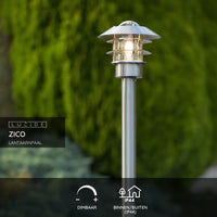 Poteau lanterne d’extérieur Lucide Zico, IP44 acier inoxydable, 1xE27 60W max, hauteur 1000mm design classique