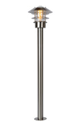 Poteau lanterne d’extérieur Lucide Zico, IP44 acier inoxydable, 1xE27 60W max, hauteur 1000mm design classique